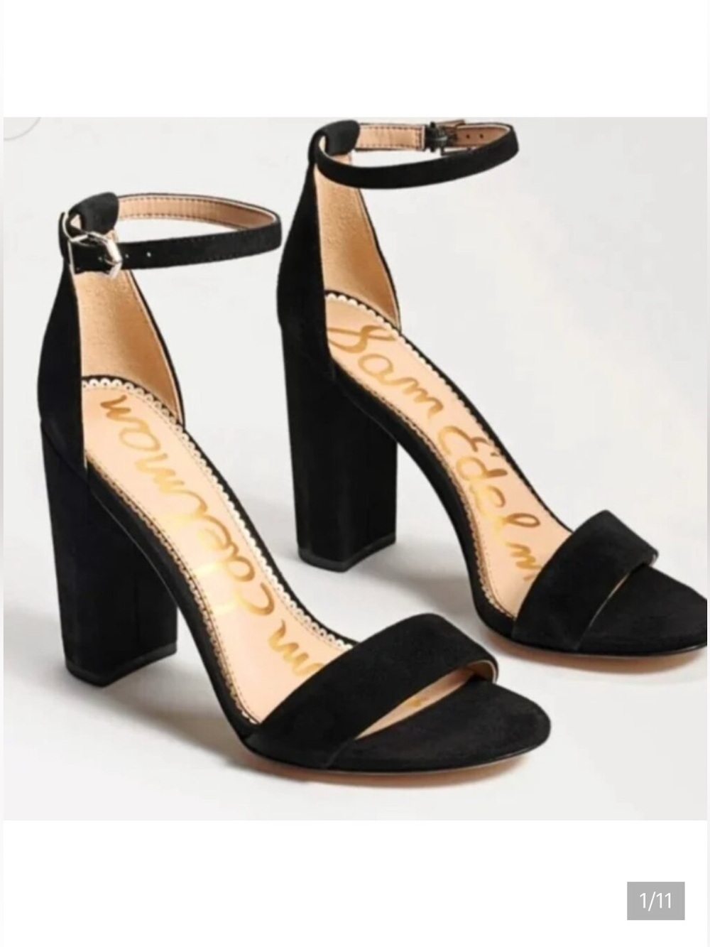 Sam Edelman Yaro Black Suede
Block Heel Sandal Ankle Strap
Shoes Open Toe Sz 11